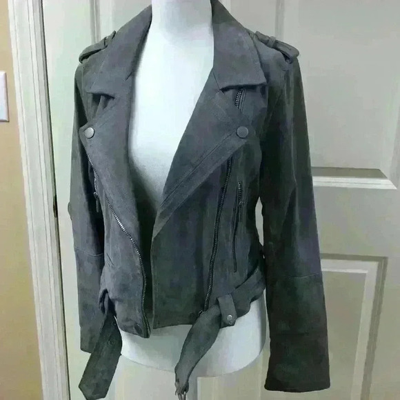 BLANKNYC Cloud Grey Suede Moto Jacket - Picture 6 of 15